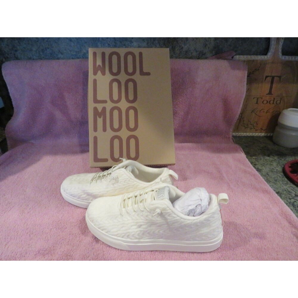 *NEW Womens Ice White Woolloomoolloo Merino Tennis Shoes, 7.5 / 8 38